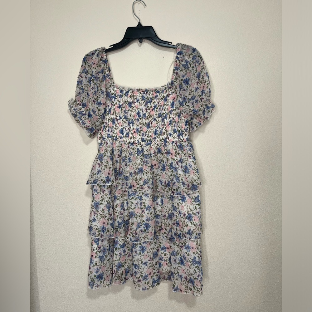 X Thirty Thirty LA Size L Floral Paisley Ruffle Mini Dress